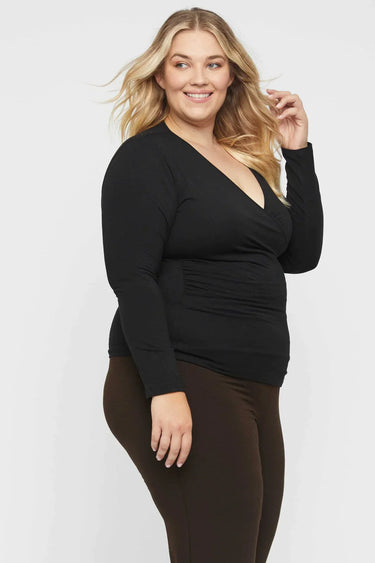 Organic Bamboo L/S Cross Front Maternity & Nursing Top Maternity Top from Bamboo Body maternity store australia